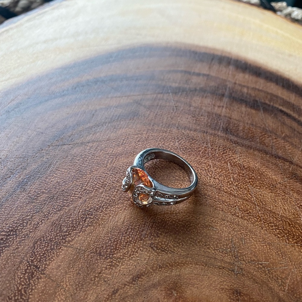 Pretty Ring with rhinestones and topaz quartz